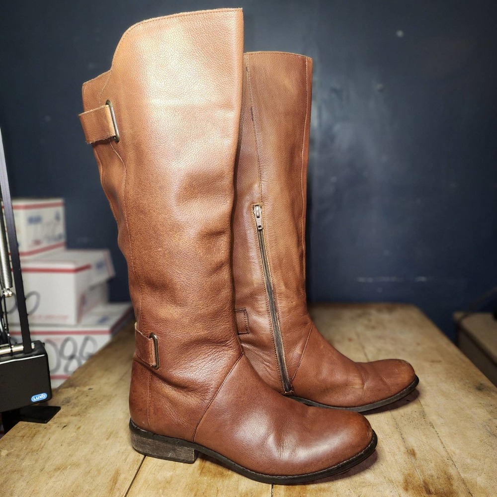CIAO BELLA sz 9.5 brown leather knee high boots inside zipper